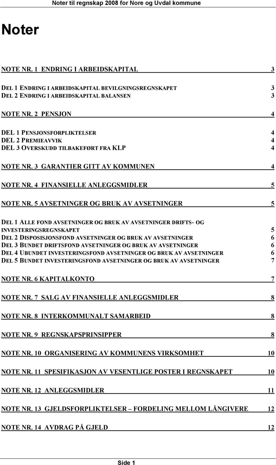 5 AVSETNINGER OG BRUK AV AVSETNINGER 5 DEL 1 ALLE FOND AVSETNINGER OG BRUK AV AVSETNINGER DRIFTS- OG INVESTERINGSREGNSKAPET 5 DEL 2 DISPOSISJONSFOND AVSETNINGER OG BRUK AV AVSETNINGER 6 DEL 3 BUNDET