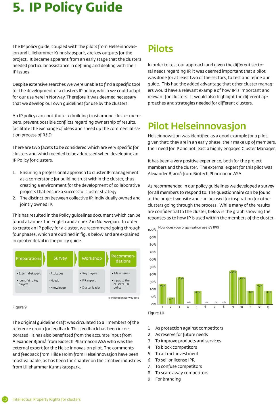 Despite extensive searches we were unable to find a specific tool for the development of a clusters IP policy, which we could adapt for our use here in Norway.