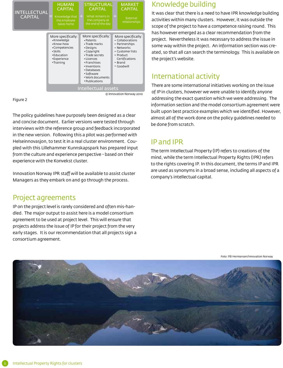 Intellectual assets MARKET CAPITAL External relationships More specifically: Collaborations Partnerships Networks Customer lists Product Certifications Brand Goodwill Innovation Norway 2010 The