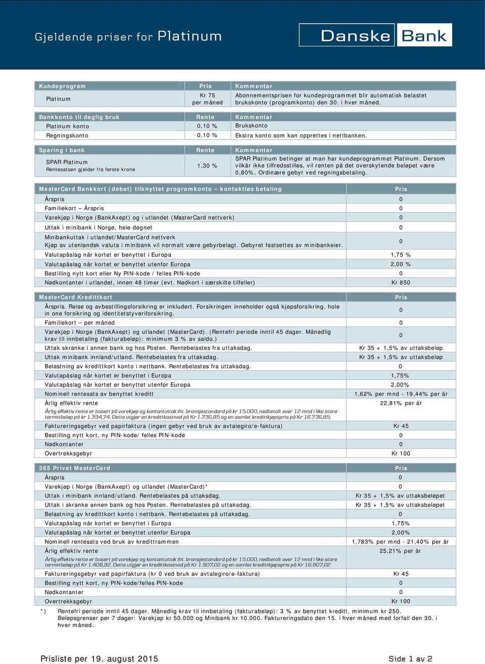 Sparing i bank Rente Kommentar SPAR Platinum Rentesatsen gjelder fra første krone 1,30 % SPAR Platinum betinger at man har kundeprogrammet Platinum.