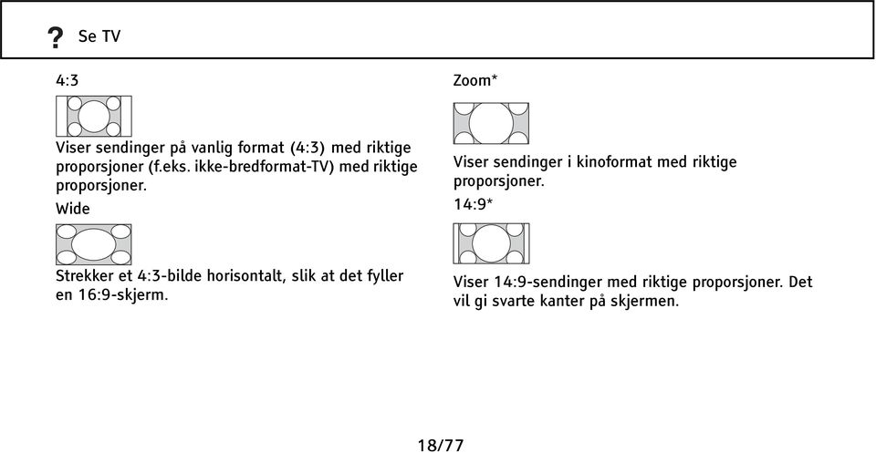 Wide Viser sendinger i kinoformat med riktige proporsjoner.