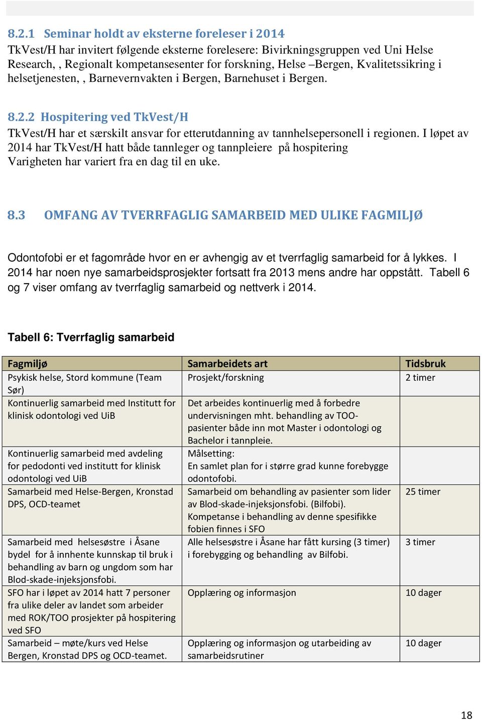 2 Hospitering ved TkVest/H TkVest/H har et særskilt ansvar for etterutdanning av tannhelsepersonell i regionen.