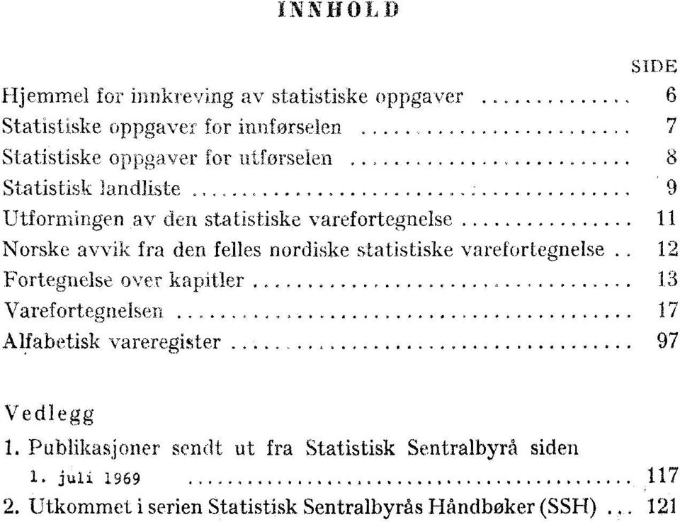 ...... 11 Norske avvik fra den felles nordiske statistiske varefortegnelse.. 12 Fortegnelse over kapitler... 13 Varefortegnelsen.