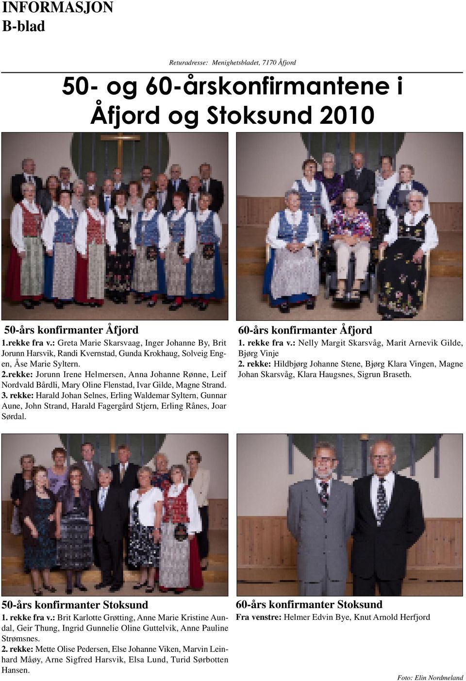 rekke: Jorunn Irene Helmersen, Anna Johanne Rønne, Leif Nordvald Bårdli, Mary Oline Flenstad, Ivar Gilde, Magne Strand. 3.