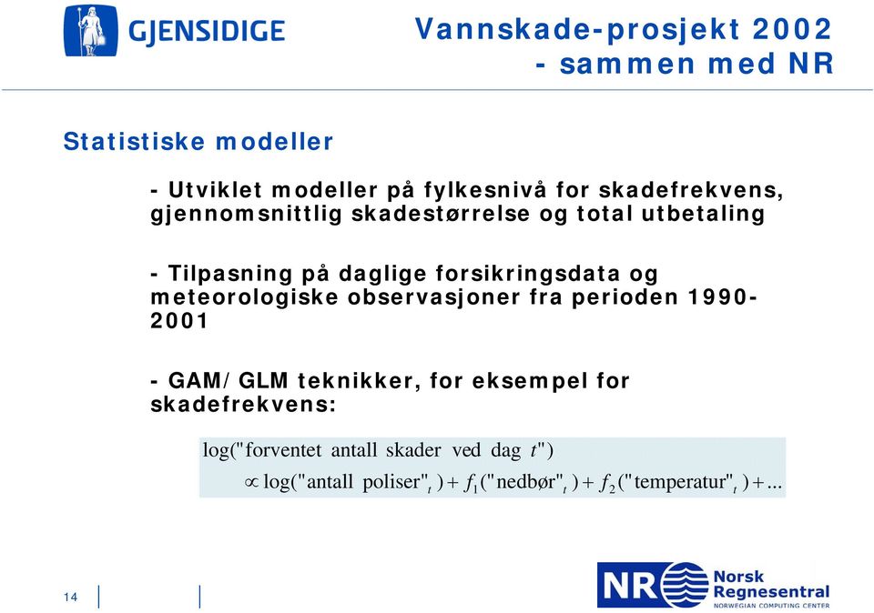 og meteorologiske observasjoner fra perioden 1990-2001 - GAM/GLM teknikker, for eksempel for