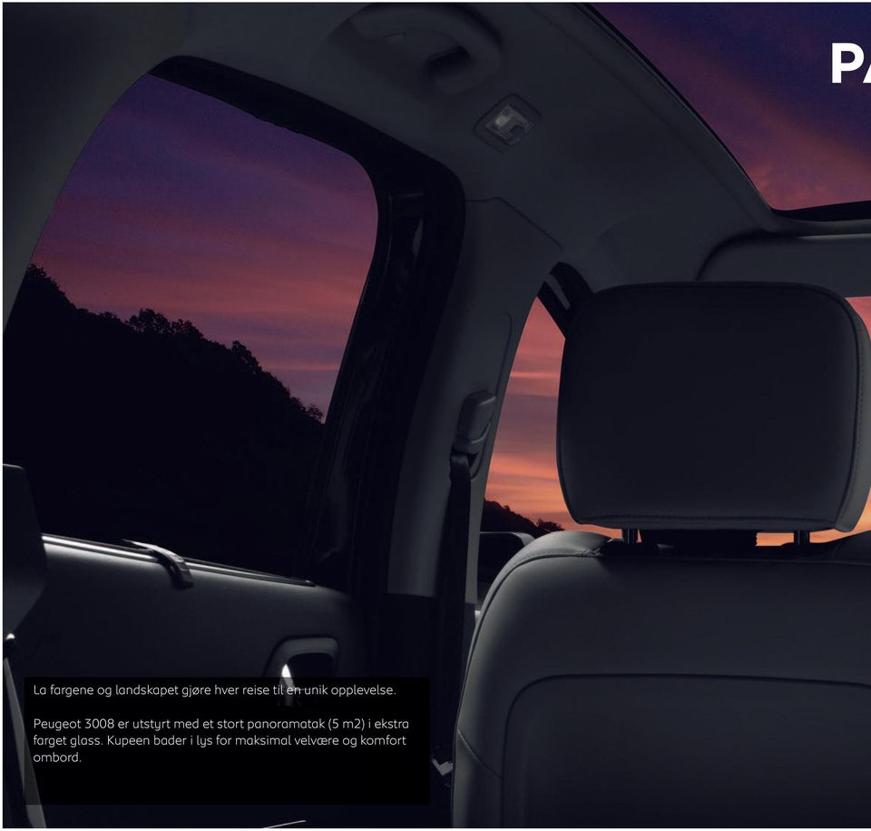 Peugeot 3008 er utstyrt med et stort panoramatak (5