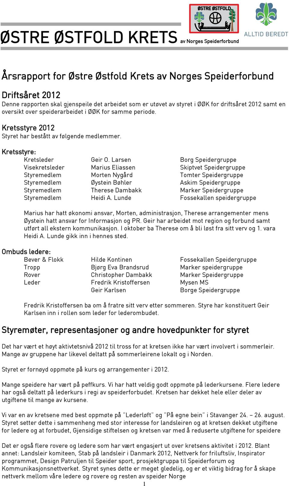 Larsen Borg Speidergruppe Visekretsleder Marius Eliassen Skiptvet Speidergruppe Styremedlem Morten Nygård Tomter Speidergruppe Styremedlem Øystein Bøhler Askim Speidergruppe Styremedlem Therese