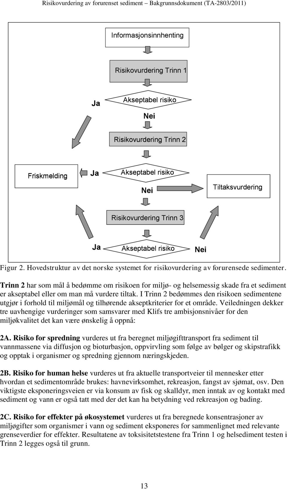 Trinn 2 har som mål å bedømme om risikoen for miljø- og helsemessig skade fra et sediment er akseptabel eller om man må vurdere tiltak.