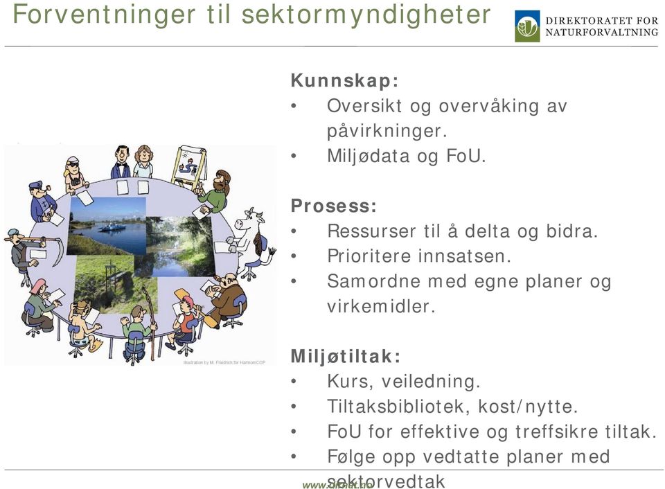 Samordne med egne planer og virkemidler. Miljøtiltak: Kurs, veiledning.