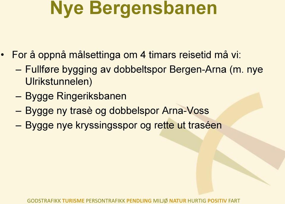 (m. nye Ulrikstunnelen) Bygge Ringeriksbanen Bygge ny trasè