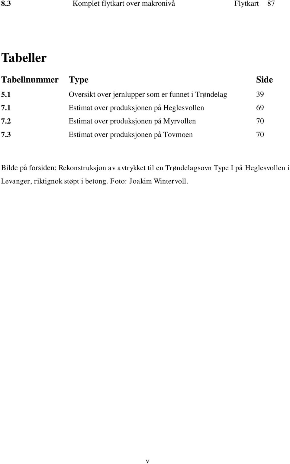 2 Estimat over produksjonen på Myrvollen 70 7.