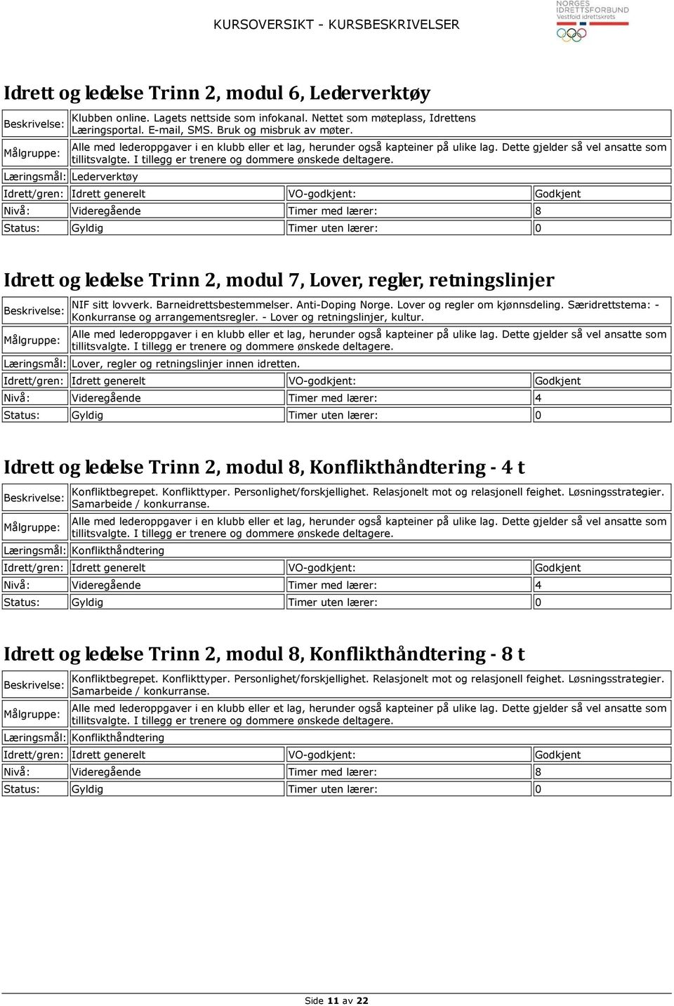 Lover og regler om kjønnsdeling. Særidrettstema: - Konkurranse og arrangementsregler. - Lover og retningslinjer, kultur. Lover, regler og retningslinjer innen idretten.