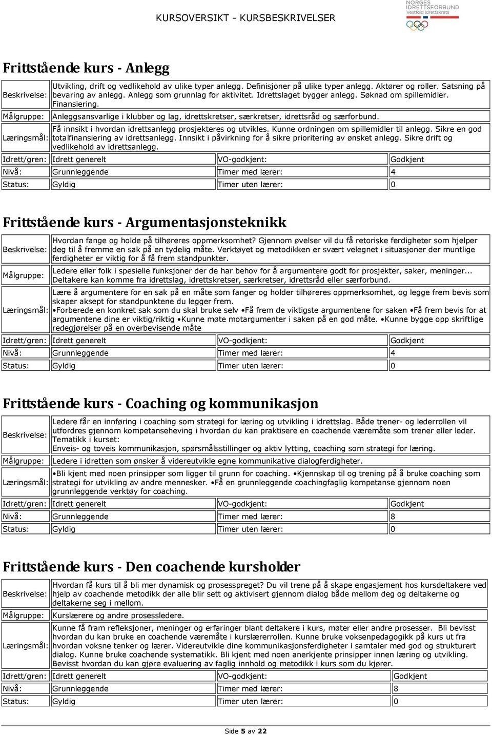 Få innsikt i hvordan idrettsanlegg prosjekteres og utvikles. Kunne ordningen om spillemidler til anlegg. Sikre en god totalfinansiering av idrettsanlegg.