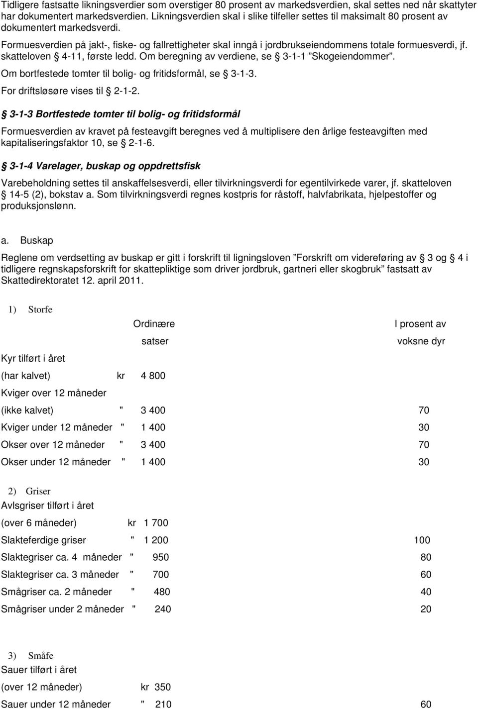 Formuesverdien på jakt-, fiske- og fallrettigheter skal inngå i jordbrukseiendommens totale formuesverdi, jf. skatteloven 4-11, første ledd. Om beregning av verdiene, se 3-1-1 Skogeiendommer.