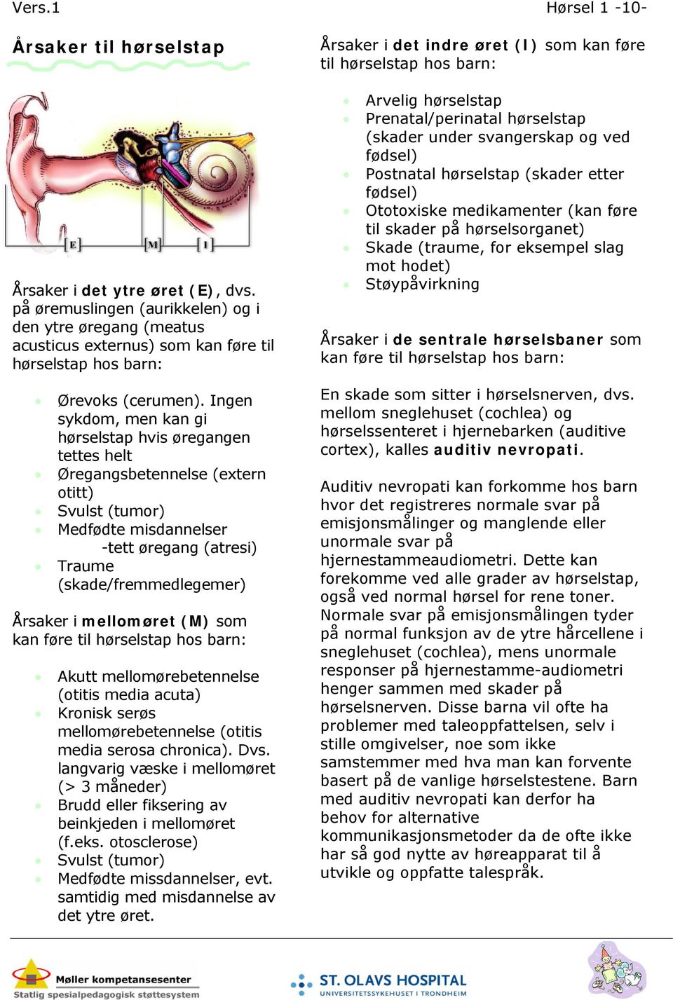 Ingen sykdom, men kan gi hørselstap hvis øregangen tettes helt Øregangsbetennelse (extern otitt) Svulst (tumor) Medfødte misdannelser -tett øregang (atresi) Traume (skade/fremmedlegemer) Årsaker i