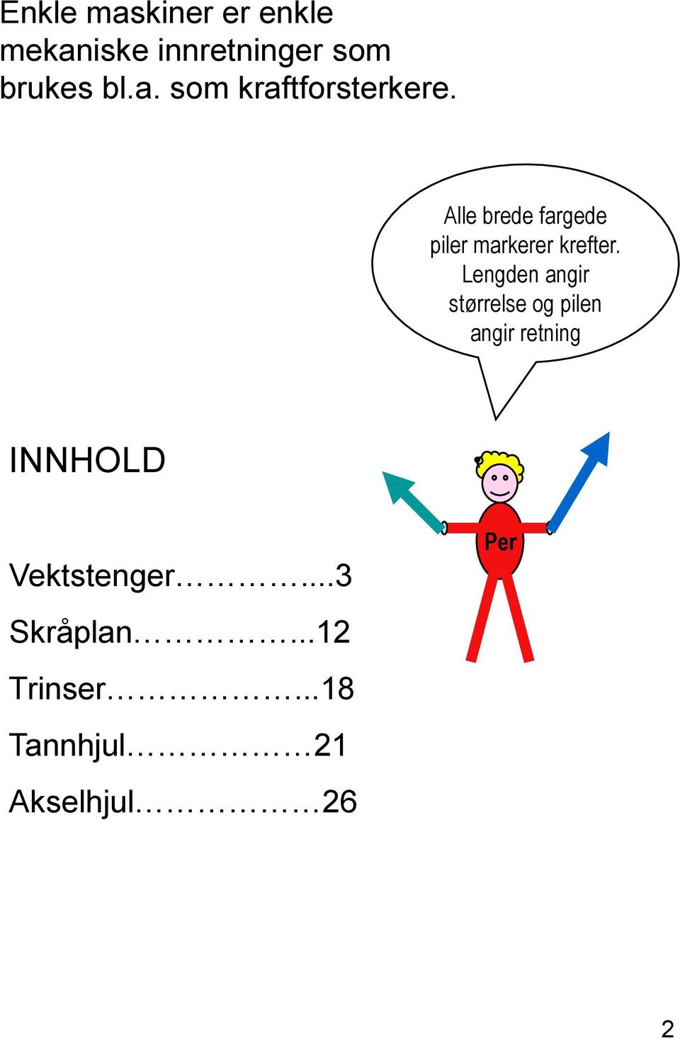 engden angir størrelse og pilen angir retning INNHOD