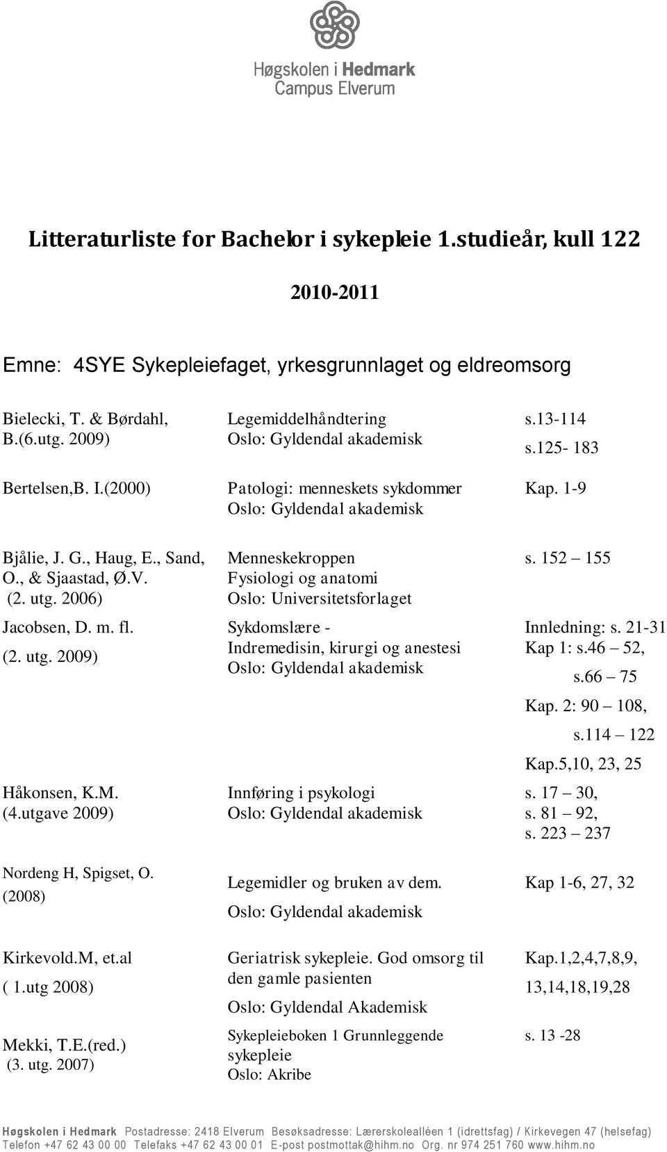 utgave 2009) Nordeng H, Spigset, O. (2008) Kirkevold.M, et.al ( 1.utg 2008) (3. utg.