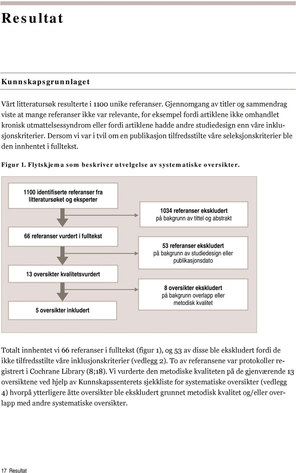 enn våre inklusjonskriterier. Dersom vi var i tvil om en publikasjon tilfredsstilte våre seleksjonskriterier ble den innhentet i fulltekst. Figur 1.