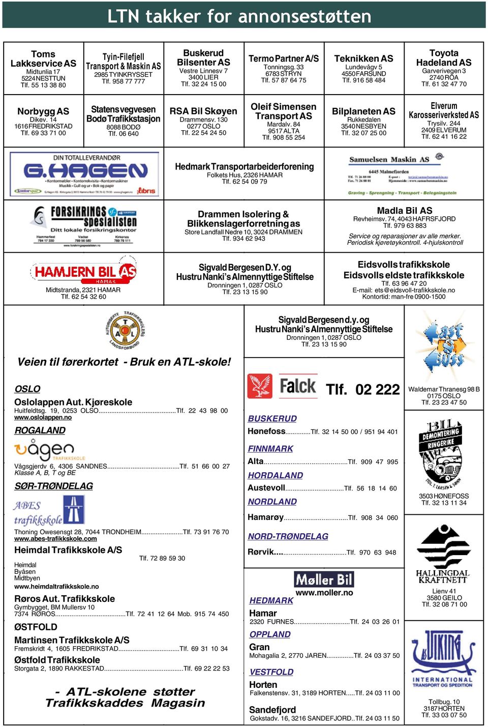 916 58 484 Toyota Hadeland AS Garverivegen 3 2740 ROA Tlf. 61 32 47 70 Norbygg AS Dikev. 14 1616 FREDRIKSTAD Tlf. 69 33 71 00 Statens vegvesen Bodø Trafikkstasjon 8088 BODØ Tlf.