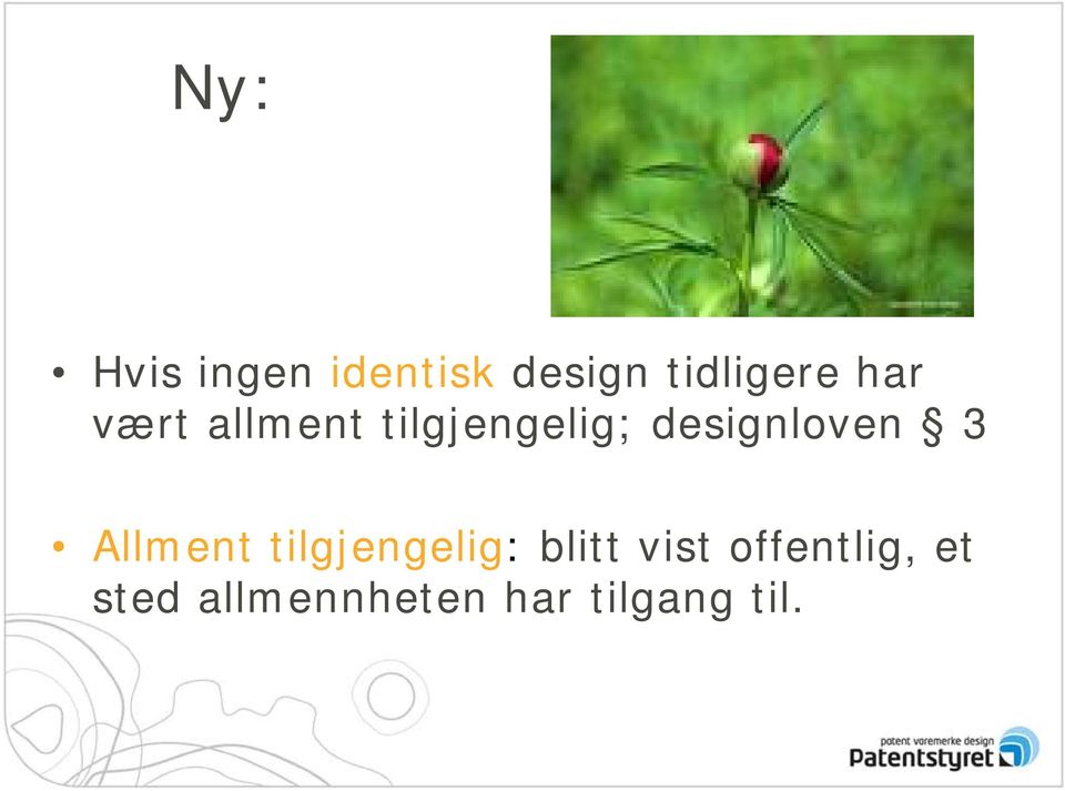 designloven 3 Allment tilgjengelig: blitt