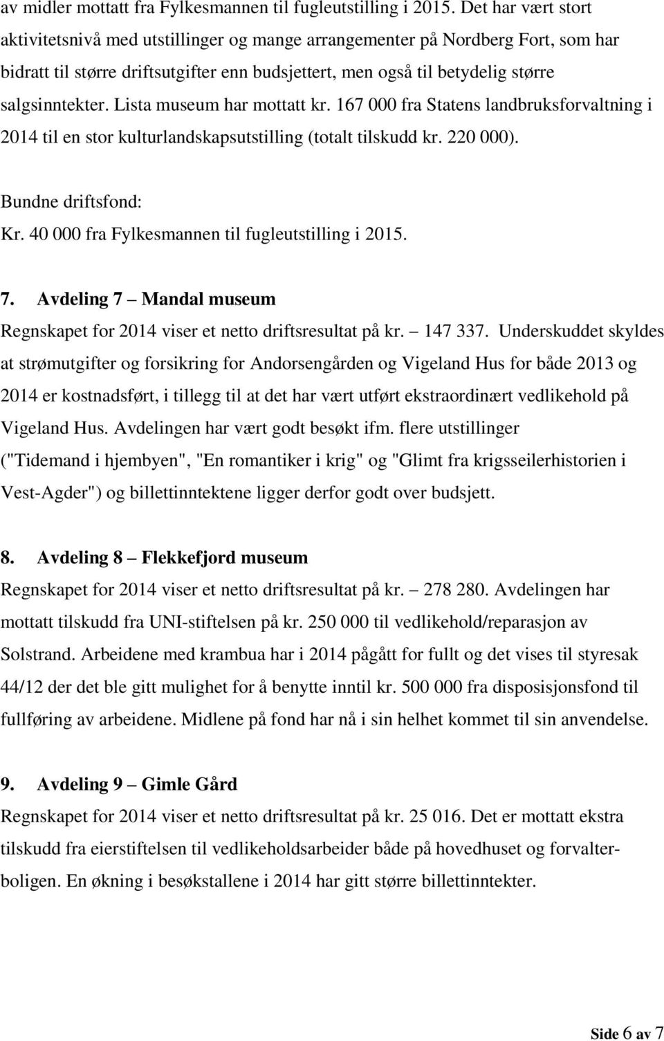 Lista museum har mottatt kr. 167 000 fra Statens landbruksforvaltning i 2014 til en stor kulturlandskapsutstilling (totalt tilskudd kr. 220 000). Kr.