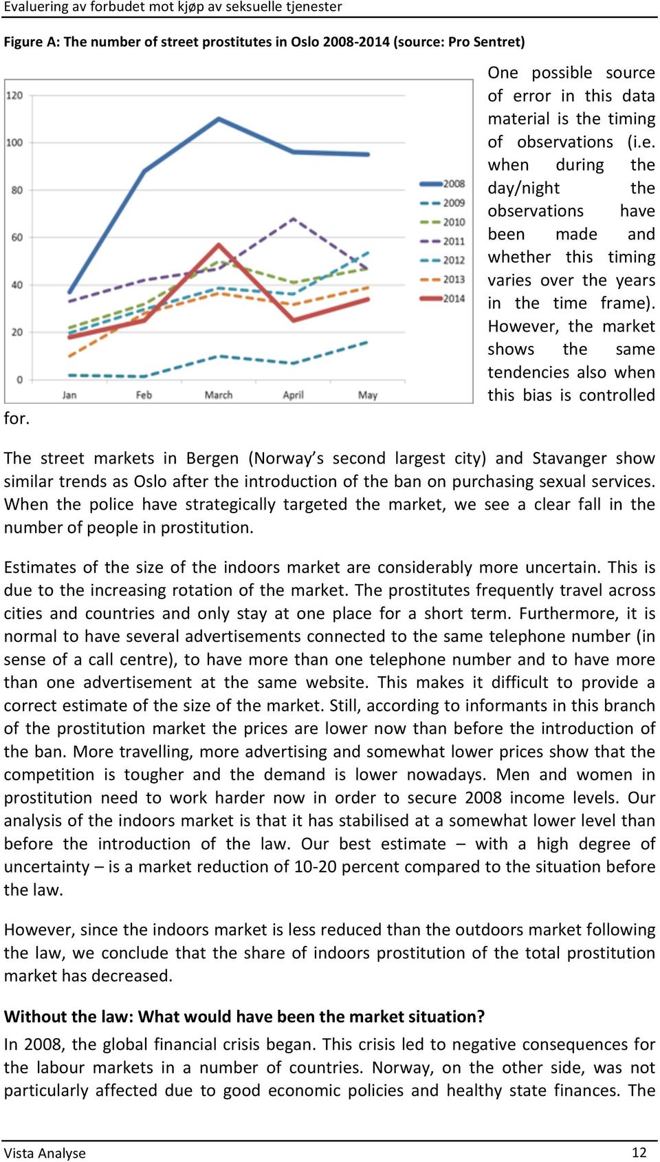 introduction of the ban on purchasing sexual services. When the police have strategically targeted the market, we see a clear fall in the number of people in prostitution.