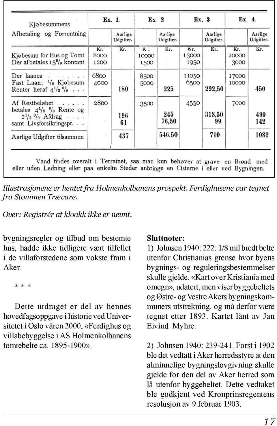 * * * Dette utdraget er del av hennes hovedfagsoppgave i historie ved Universitetet i Oslo våren 2000, «Ferdighus og villabebyggelse i AS Holmenkolbanens tomtebelte ca. 1895-1900».