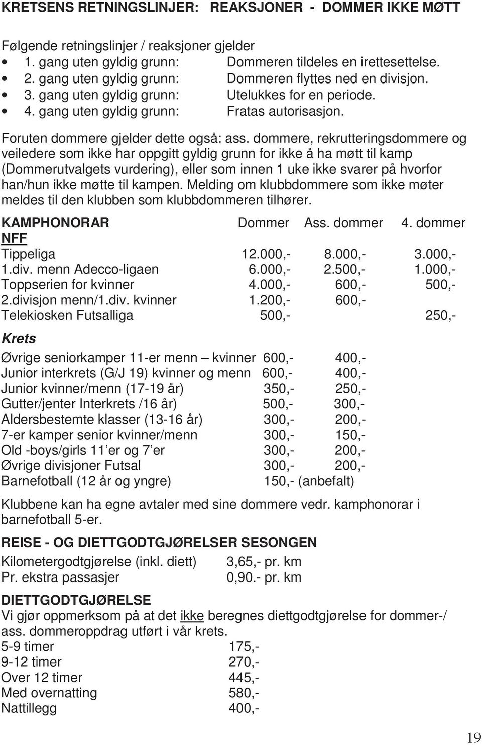 dommere, rekrutteringsdommere og veiledere som ikke har oppgitt gyldig grunn for ikke å ha møtt til kamp (Dommerutvalgets vurdering), eller som innen 1 uke ikke svarer på hvorfor han/hun ikke møtte