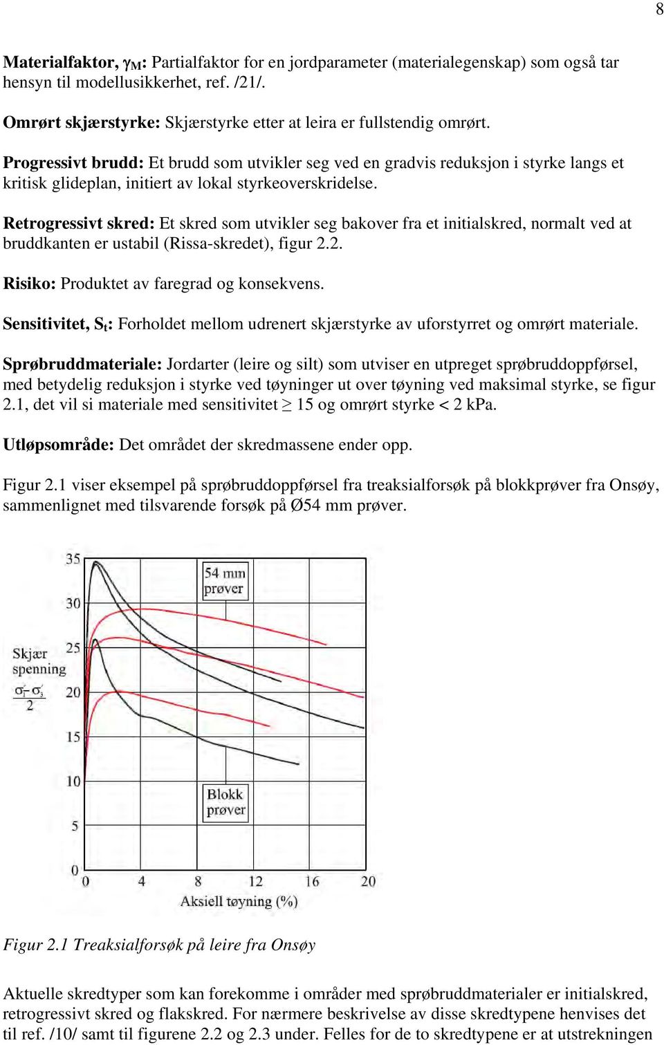 Retrogressivt skred: Et skred som utvikler seg bakover fra et initialskred, normalt ved at bruddkanten er ustabil (Rissa-skredet), figur 2.2. Risiko: Produktet av faregrad og konsekvens.