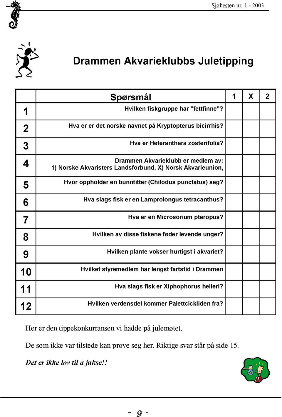 Hva er en Microsorium pteropus? Hvilken av disse fiskene føder levende unger? Hvilken plante vokser hurtigst i akvariet?