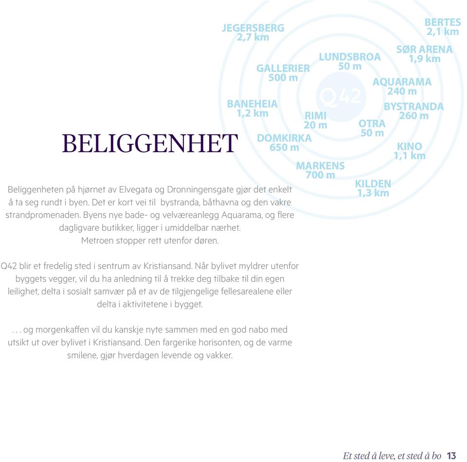 Metroen stopper rett utenfor døren. Q42 blir et fredelig sted i sentrum av Kristiansand.