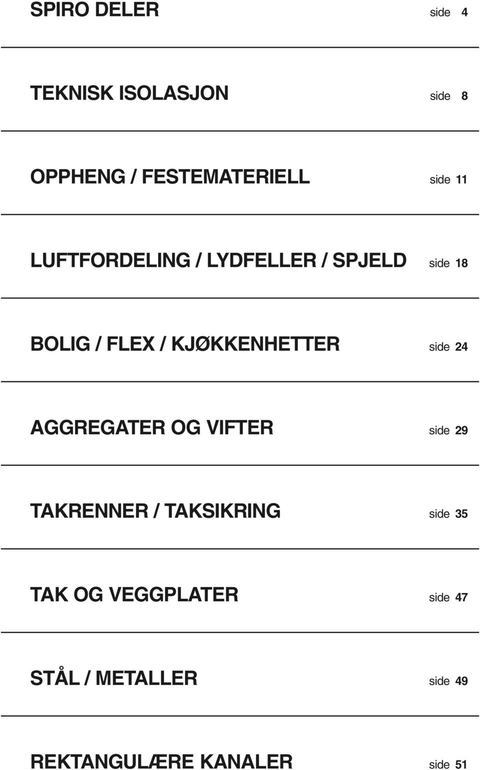 KJØKKENHETTER side 24 AGGREGATER OG VIFTER side 29 TAKRENNER / TAKSIKRING