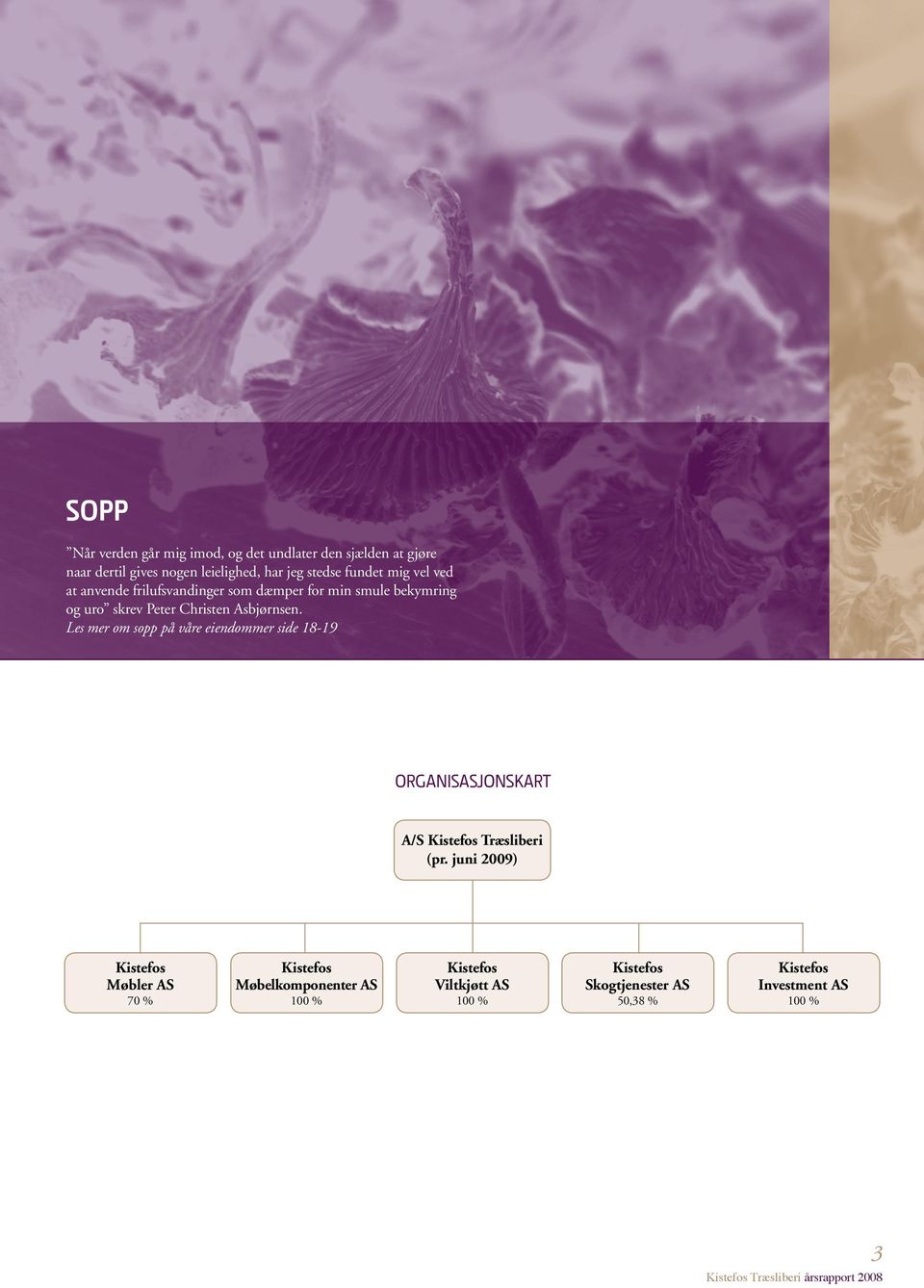 Les mer om sopp på våre eiendommer side 18-19 Organisasjonskart A/S Kistefos Træsliberi (pr.
