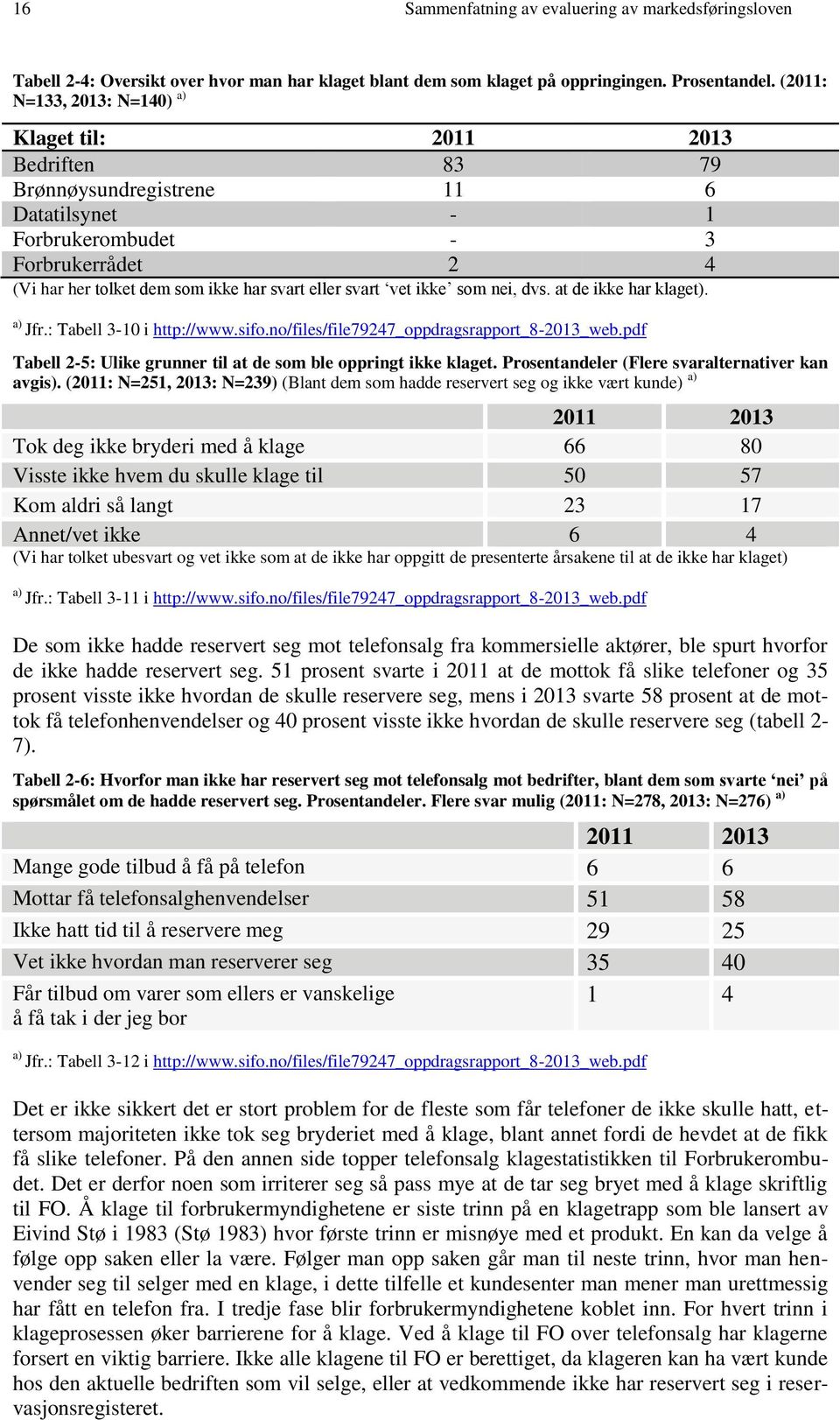 svart vet ikke som nei, dvs. at de ikke har klaget). a) Jfr.: Tabell 3-10 i http://www.sifo.no/files/file79247_oppdragsrapport_8-2013_web.