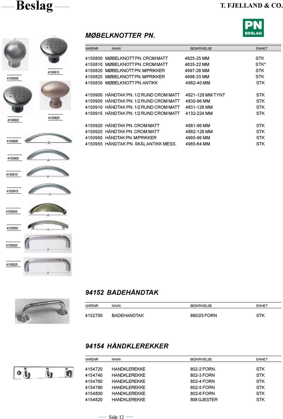 1/2 RUND CROM MATT 4821-128 MM TYNT STK 4150905 HÅNDTAK PN. 1/2 RUND CROM MATT 4830-96 MM STK 4150910 HÅNDTAK PN. 1/2 RUND CROM MATT 4831-128 MM STK 4150915 HÅNDTAK PN.