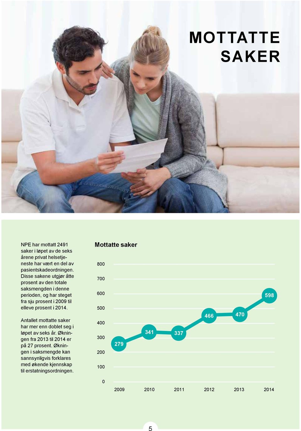 Antallet mottatte saker har mer enn doblet seg i løpet av seks år. Økningen fra 2013 til 2014 er på 27 prosent.