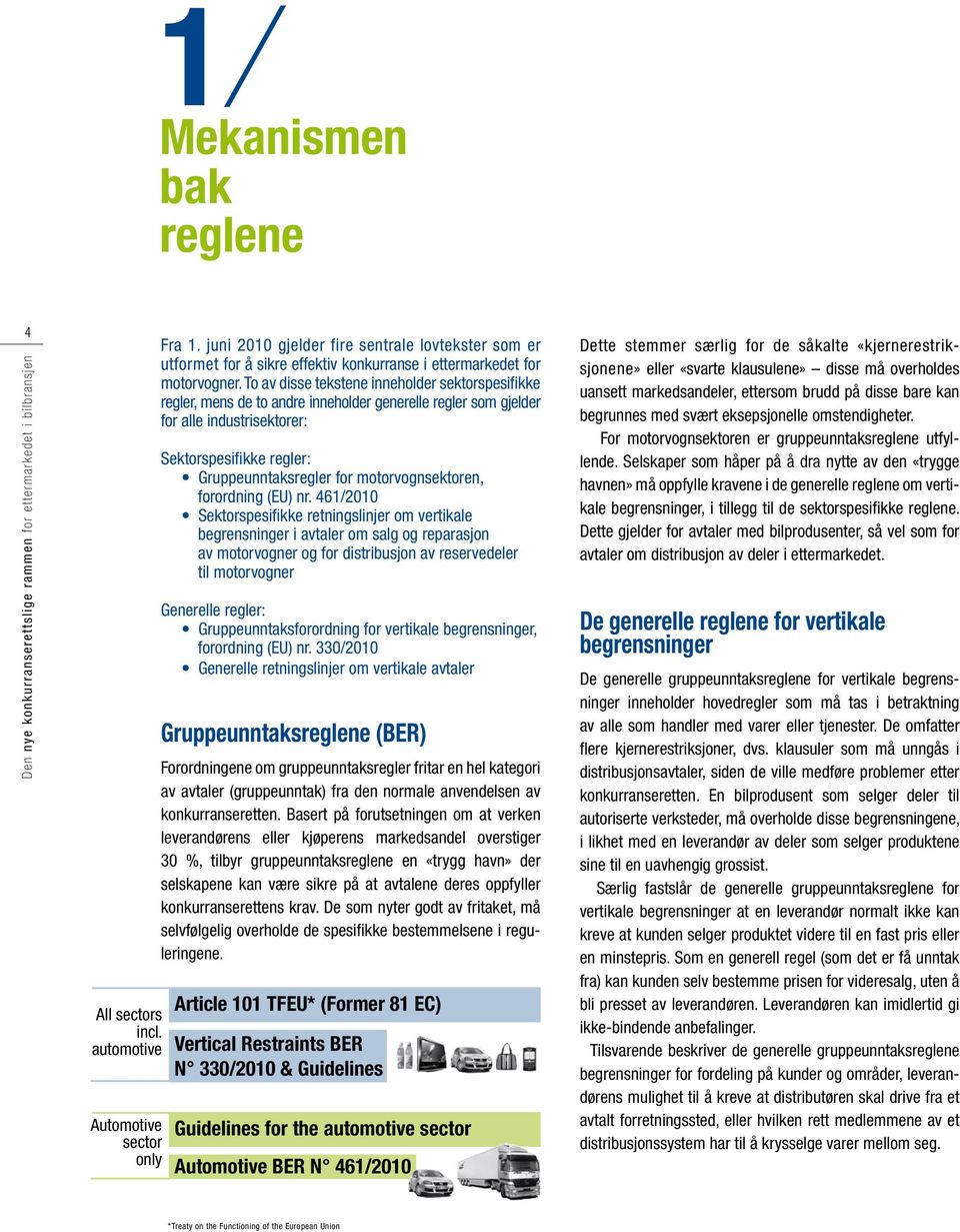 To av disse tekstene inneholder sektorspesifikke regler, mens de to andre inneholder generelle regler som gjelder for alle industrisektorer: Sektorspesifikke regler: Gruppeunntaksregler for