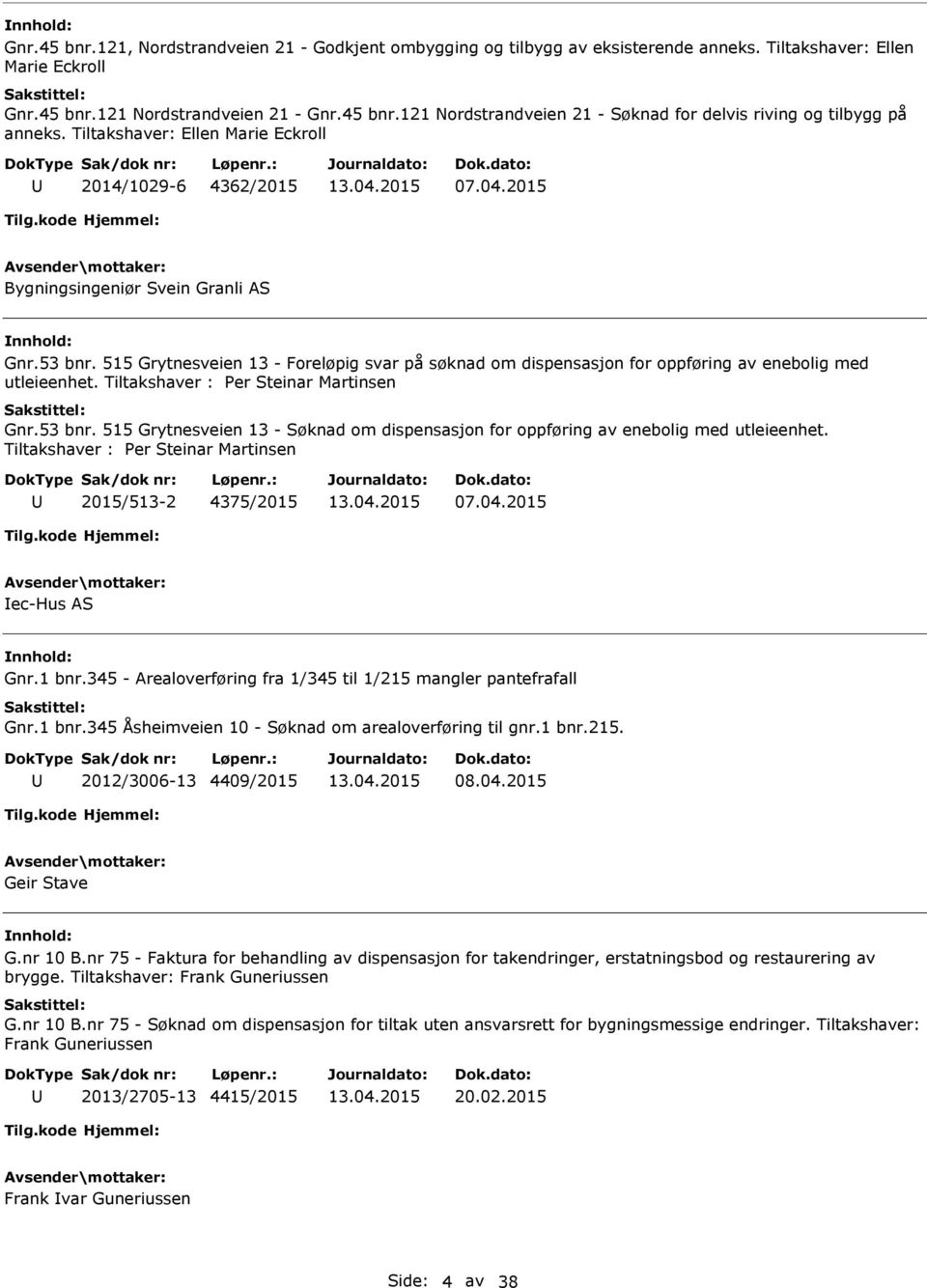 515 Grytnesveien 13 - Foreløpig svar på søknad om dispensasjon for oppføring av enebolig med utleieenhet. Tiltakshaver : Per Steinar Martinsen Gnr.53 bnr.