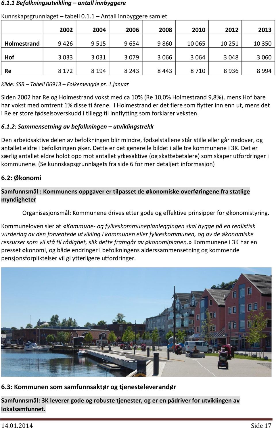 I Holmestrand er det flere som flytter inn enn ut, mens det i Re er store fødselsoverskudd i tillegg til innflytting som forklarer veksten. 6.1.