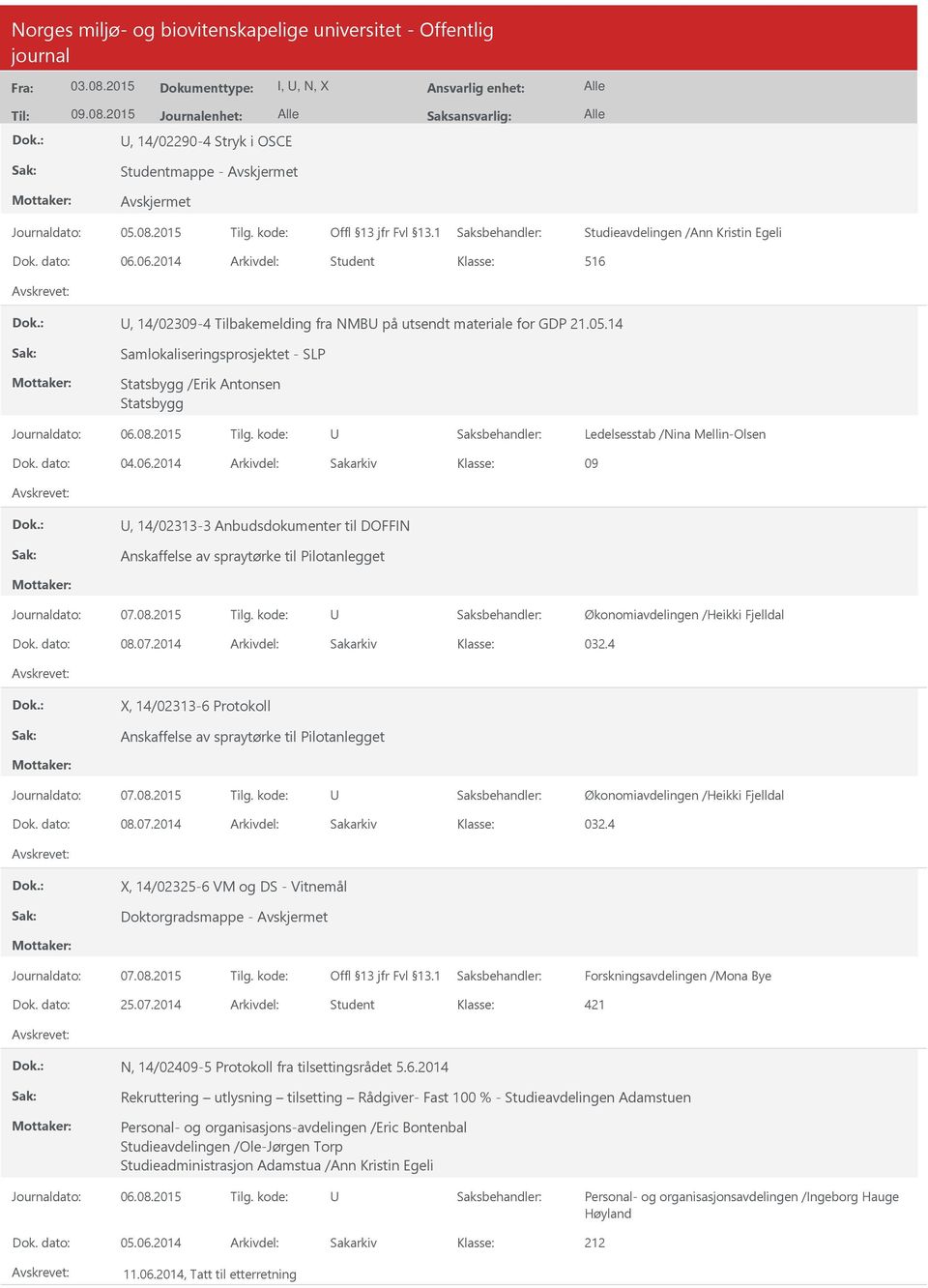 14 Samlokaliseringsprosjektet - SLP Statsbygg /Erik Antonsen Statsbygg Ledelsesstab /Nina Mellin-Olsen 09, 14/02313-3 Anbudsdokumenter til DOFFIN Anskaffelse av spraytørke til Pilotanlegget