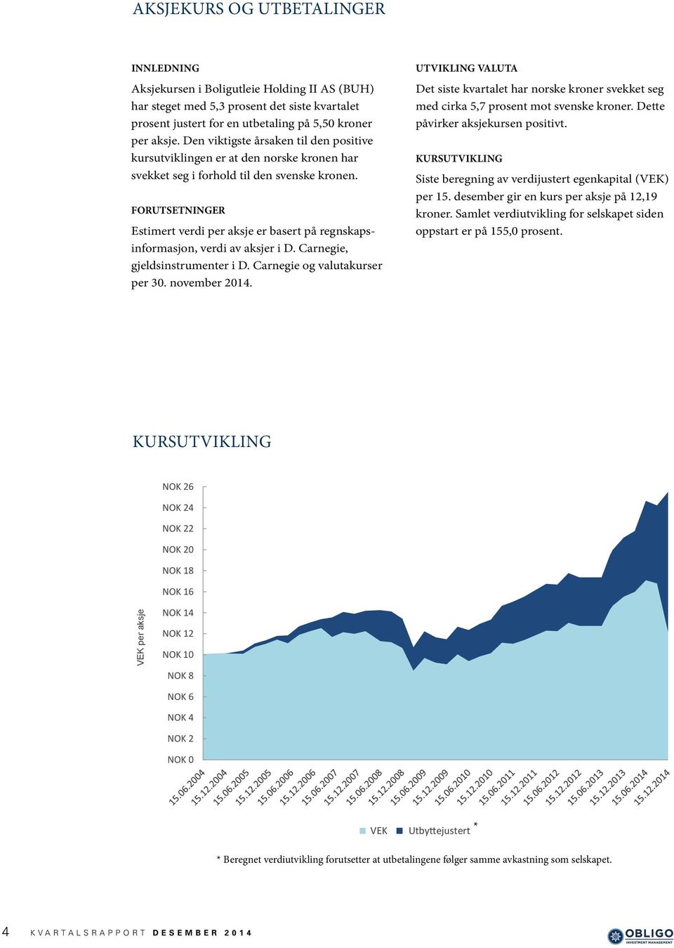 FORUTSETNINGER Estimert verdi per aksje er basert på regnskapsinformasjon, verdi av aksjer i D. Carnegie, gjeldsinstrumenter i D. Carnegie og valutakurser per 30. november 2014.