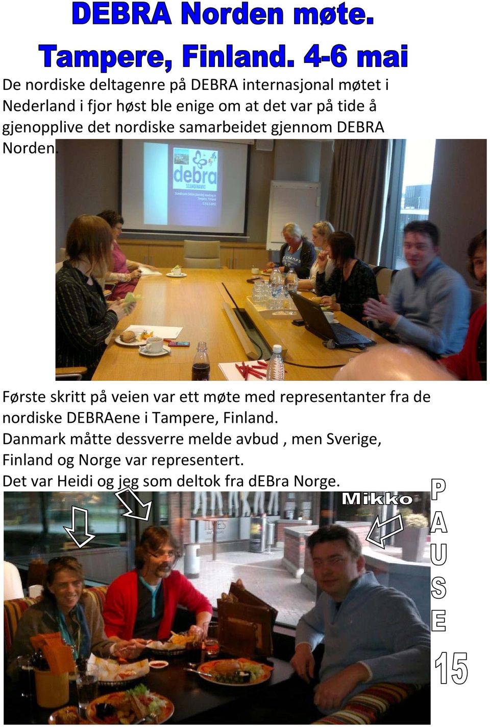 Første skritt på veien var ett møte med representanter fra de nordiske DEBRAene i Tampere, Finland.