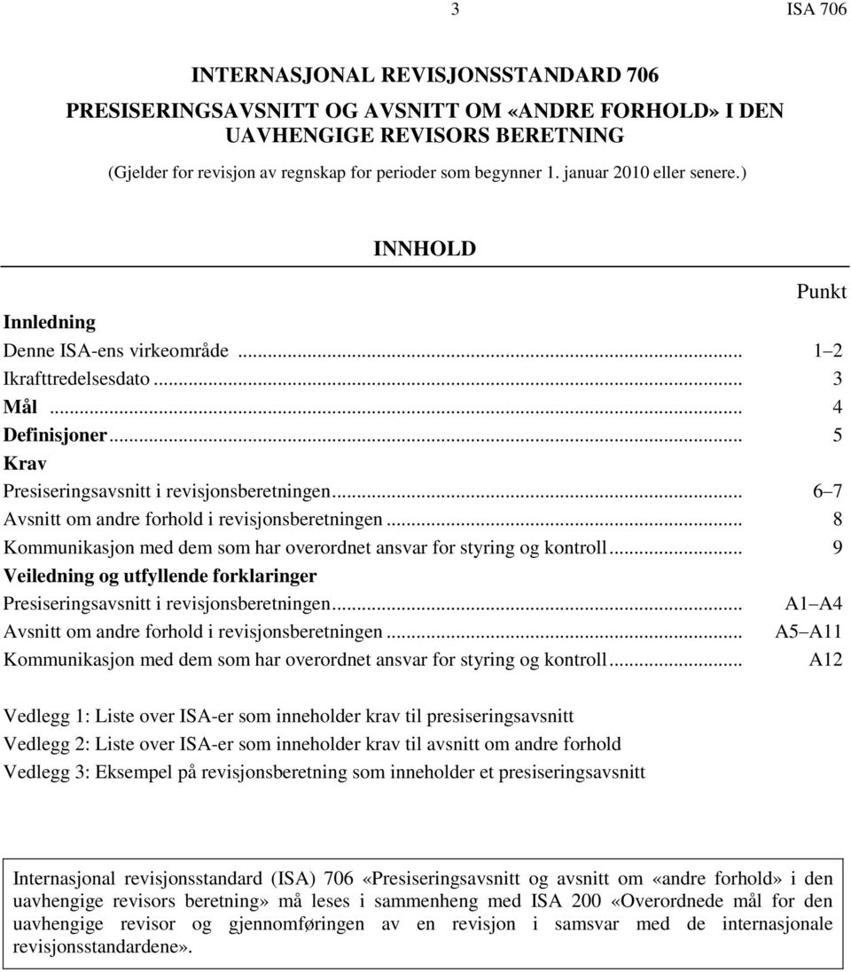 .. 6 7 Avsnitt om andre forhold i revisjonsberetningen... 8 Kommunikasjon med dem som har overordnet ansvar for styring og kontroll.