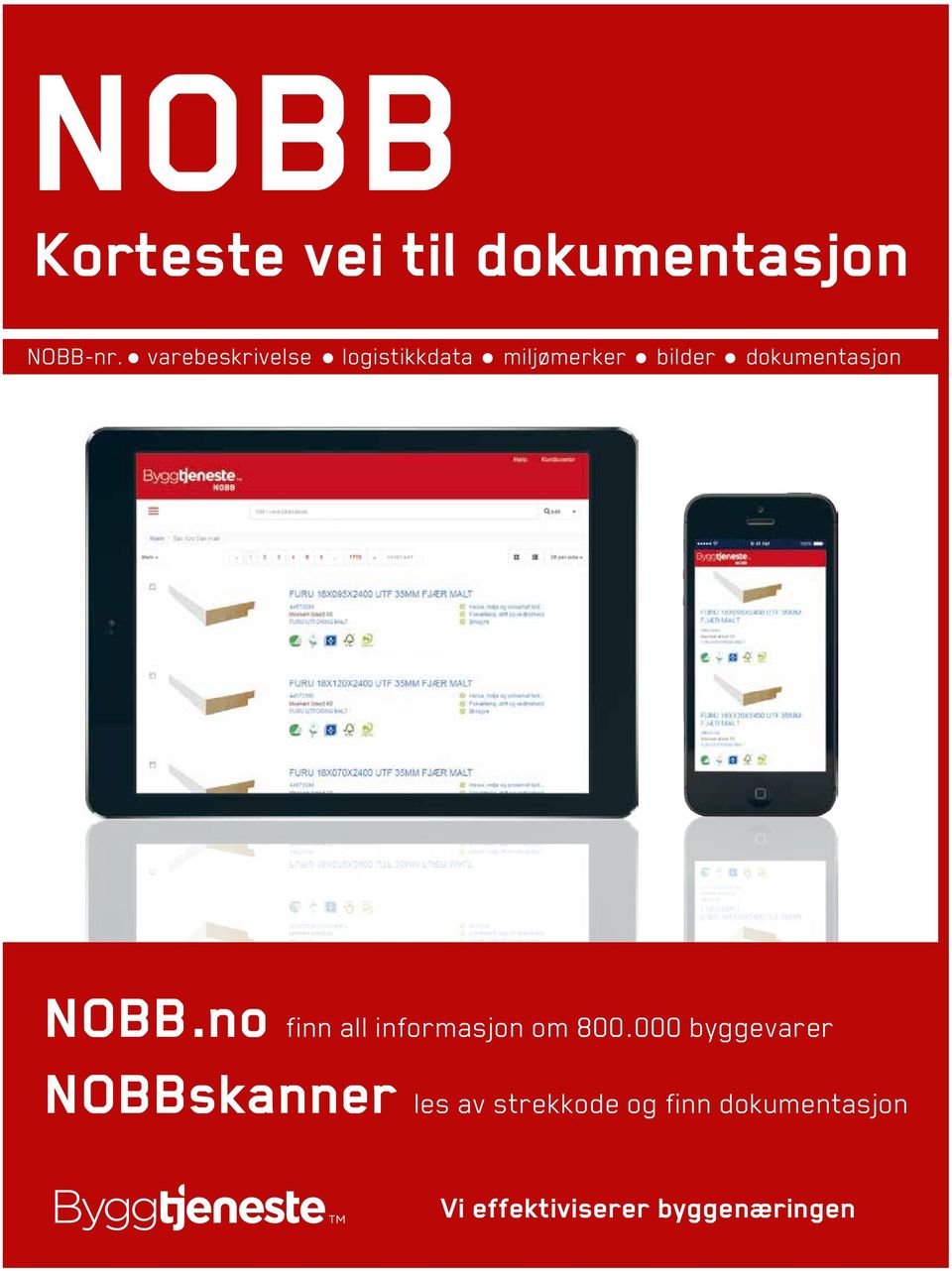 dokumentasjon NOBB.no finn all informasjon om 800.