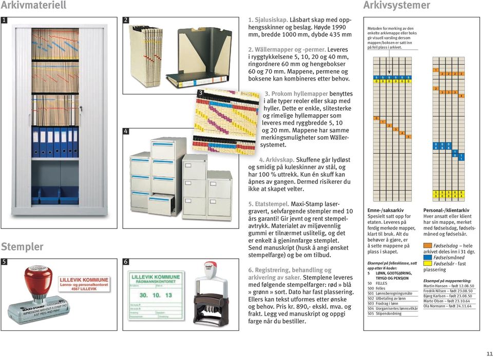 Metoden for merking av den enkelte arkivmappe eller boks gir visuell varsling dersom mappen/boksen er satt inn på feil plass i arkivet. 5 5 5 5 5 5 1 4 3 3.