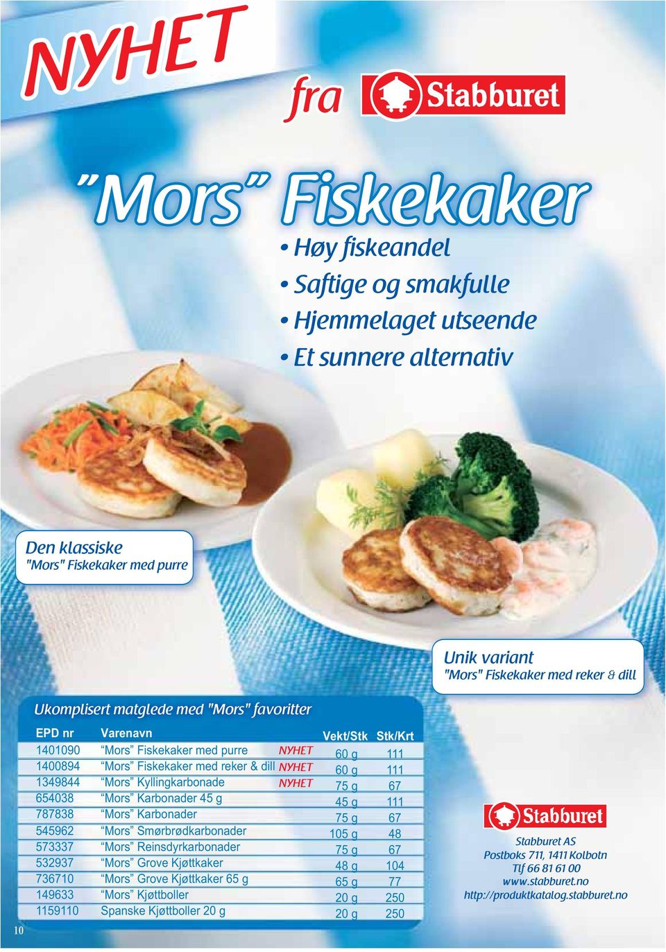 reker & dill NYHET Mors Kyllingkarbonade NYHET Mors Karbonader 45 g Mors Karbonader Mors Smørbrødkarbonader Mors Reinsdyrkarbonader Mors Grove Kjøttkaker Mors Grove Kjøttkaker 65 g Mors Kjøttboller