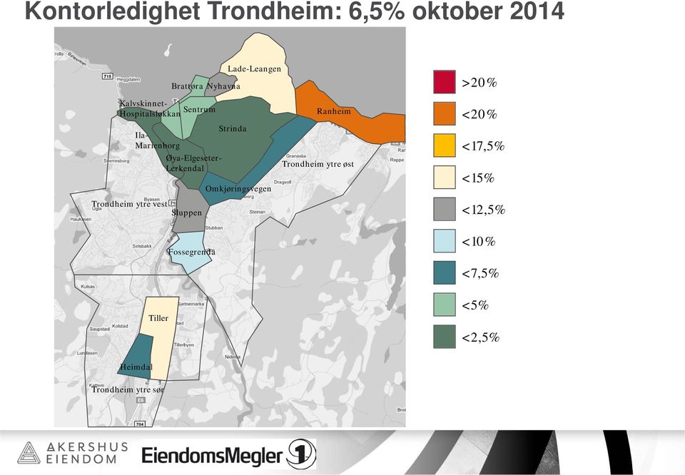 Sluppen Lade-Leangen Strinda Omkjøringsvegen Ranheim Trondheim ytre øst >20% <20%