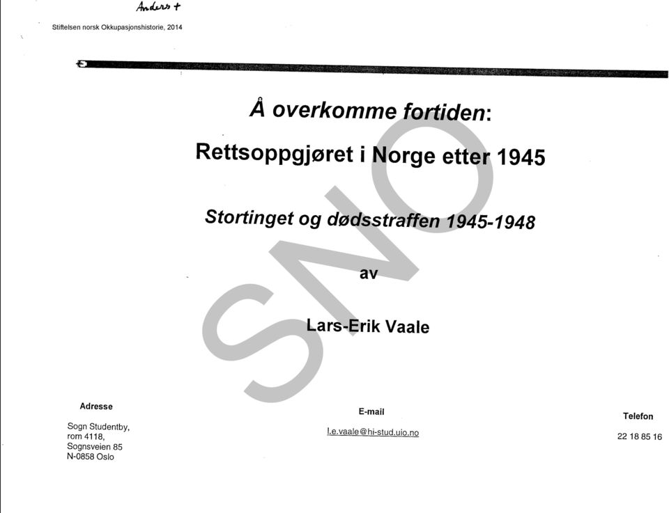 etter 1945 Stortinget og dødsstraffen 1945-1948 av