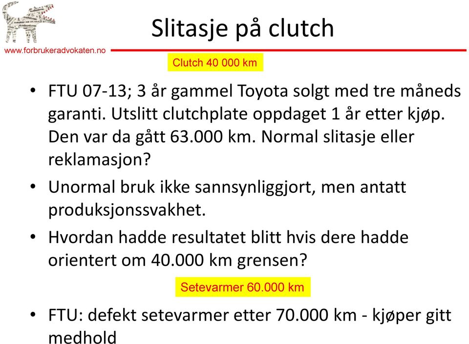 Unormal bruk ikke sannsynliggjort, men antatt produksjonssvakhet.