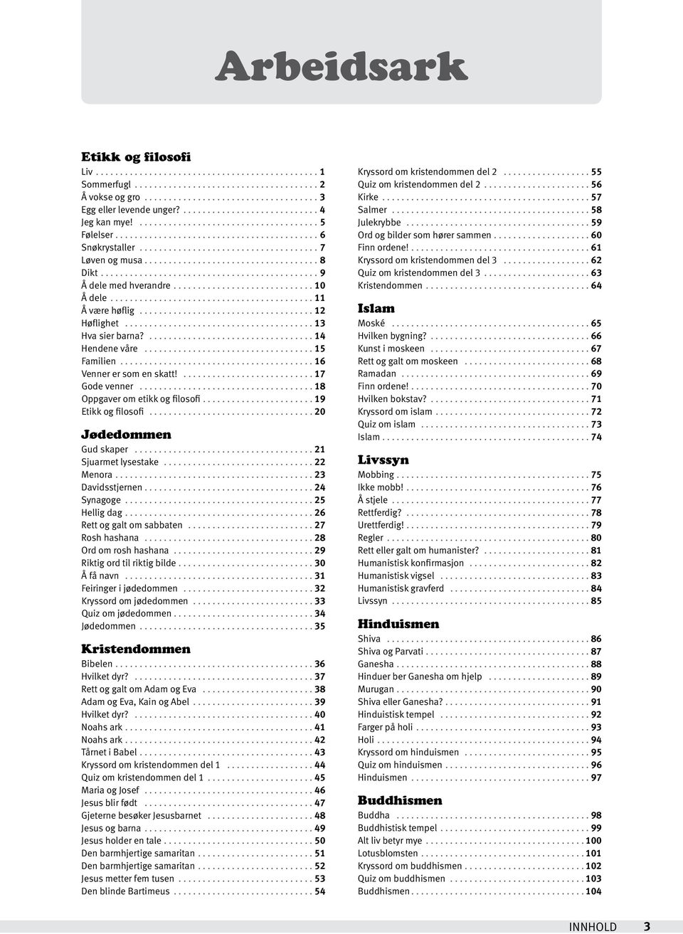 ..18 Oppgaver om etikk og filosofi...19 Etikk og filosofi...20 Jødedommen Gud skaper...21 Sjuarmet lysestake...22 Menora....23 Davidsstjernen................................... 24 Synagoge.